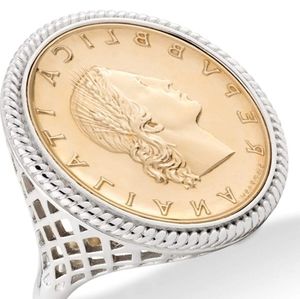 925 Sterling Silver Genuine Italian 20-Lira Coin Ring